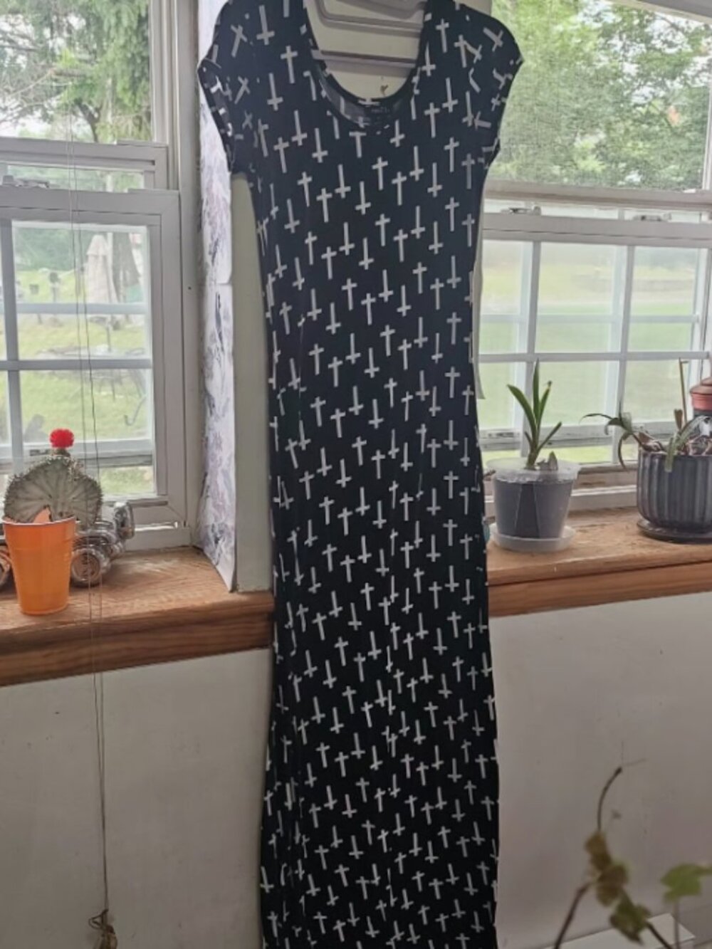 Rue 21 Goth Punk Cross Pattern T-Shirt Dress Size S